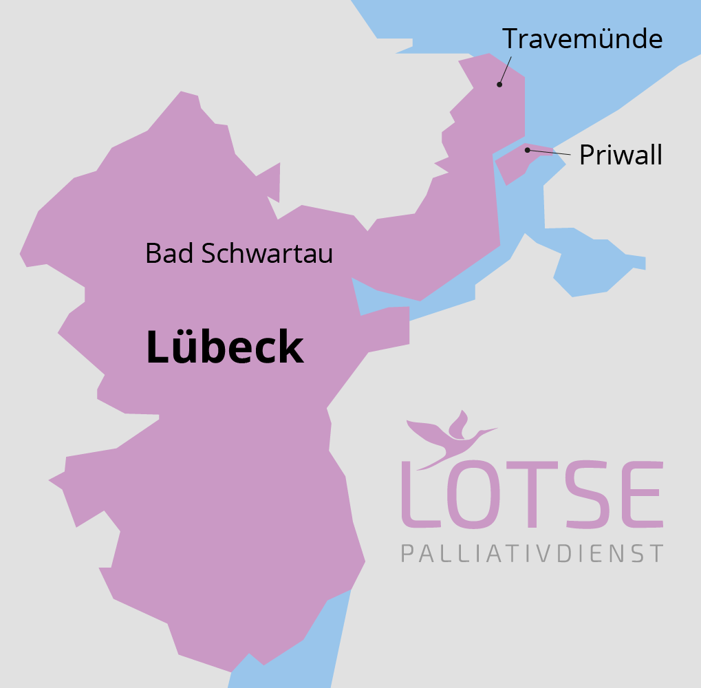 Karte des Einzugsgebietes vom Palliativdienst Lotse